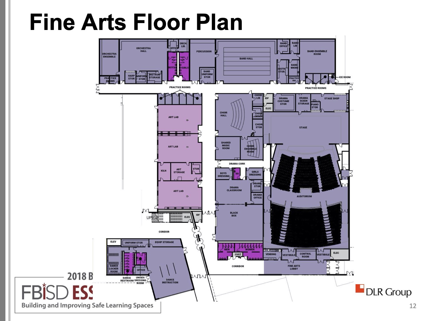 Fine Arts floorplan for Sienna's Fort Bend ISD high school 