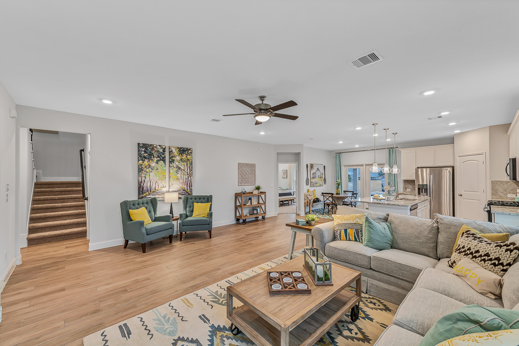 High ceilings in beautiful Beazer Duets living room in Sienna